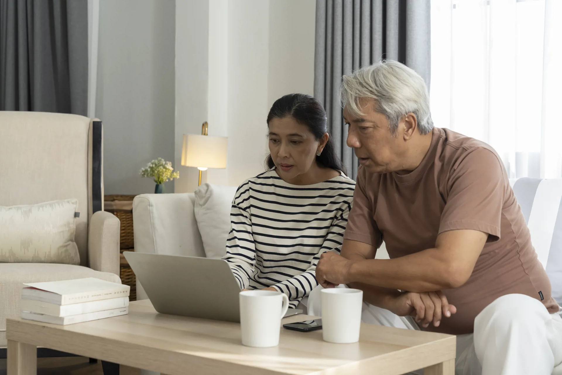 Older couple looking at finances online