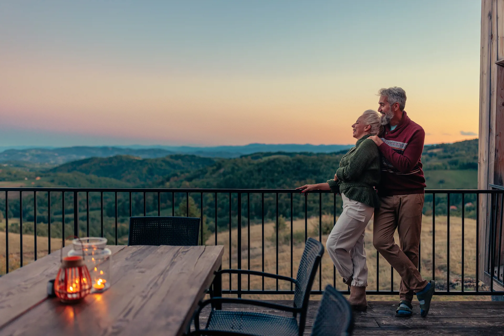 Older couple enjoying retired life because they saved
