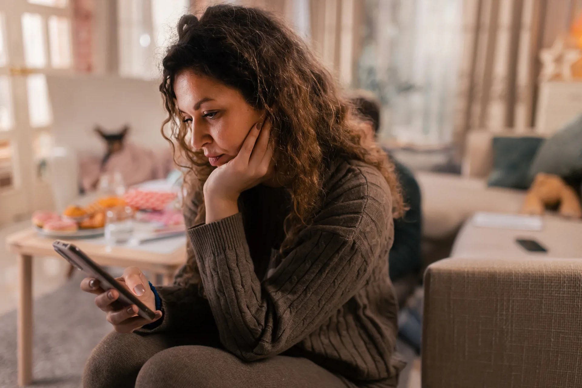 woman evaluating options