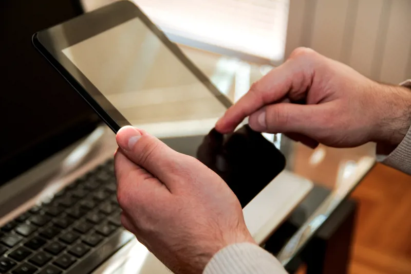 Looking on tablet