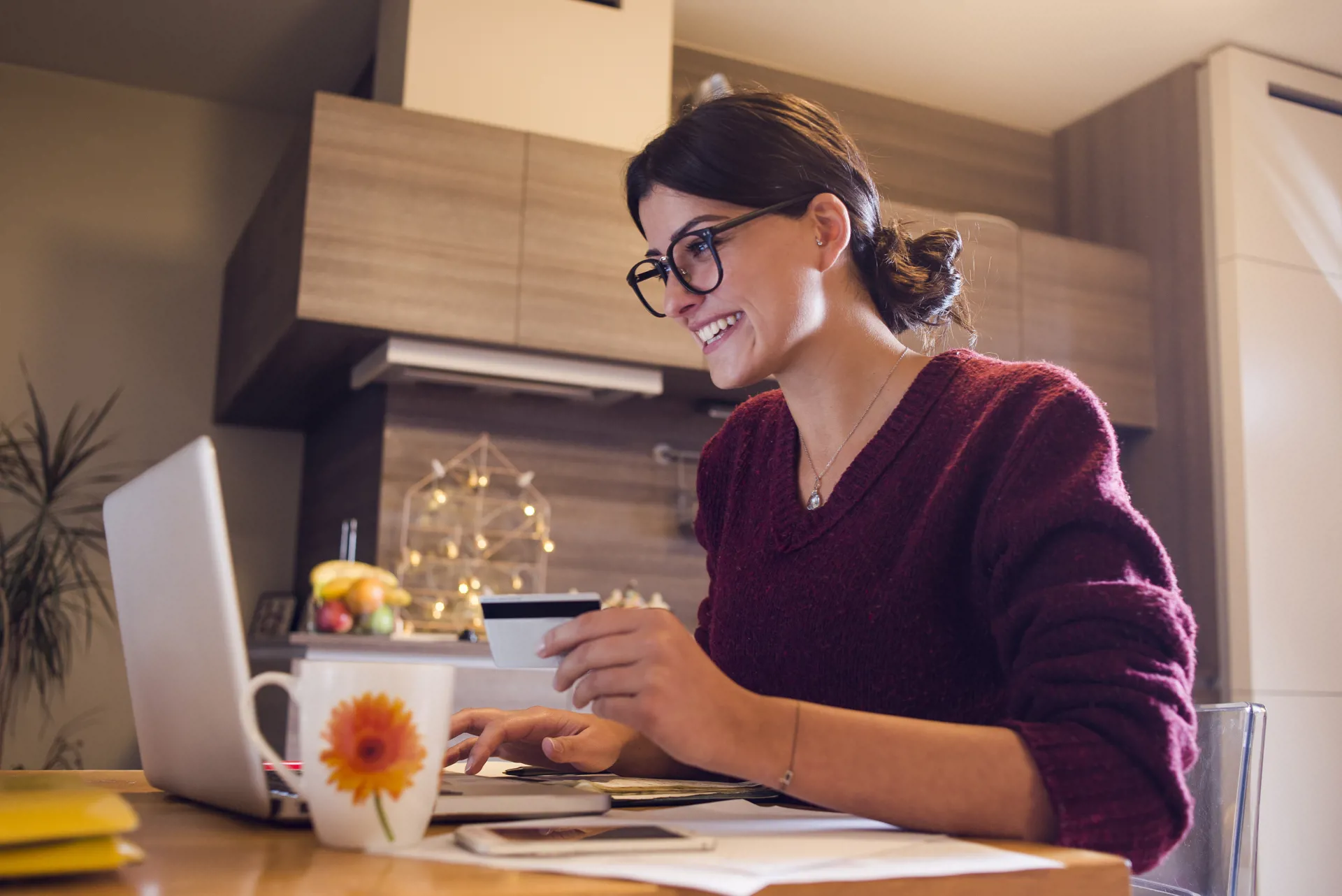 woman using gift card online