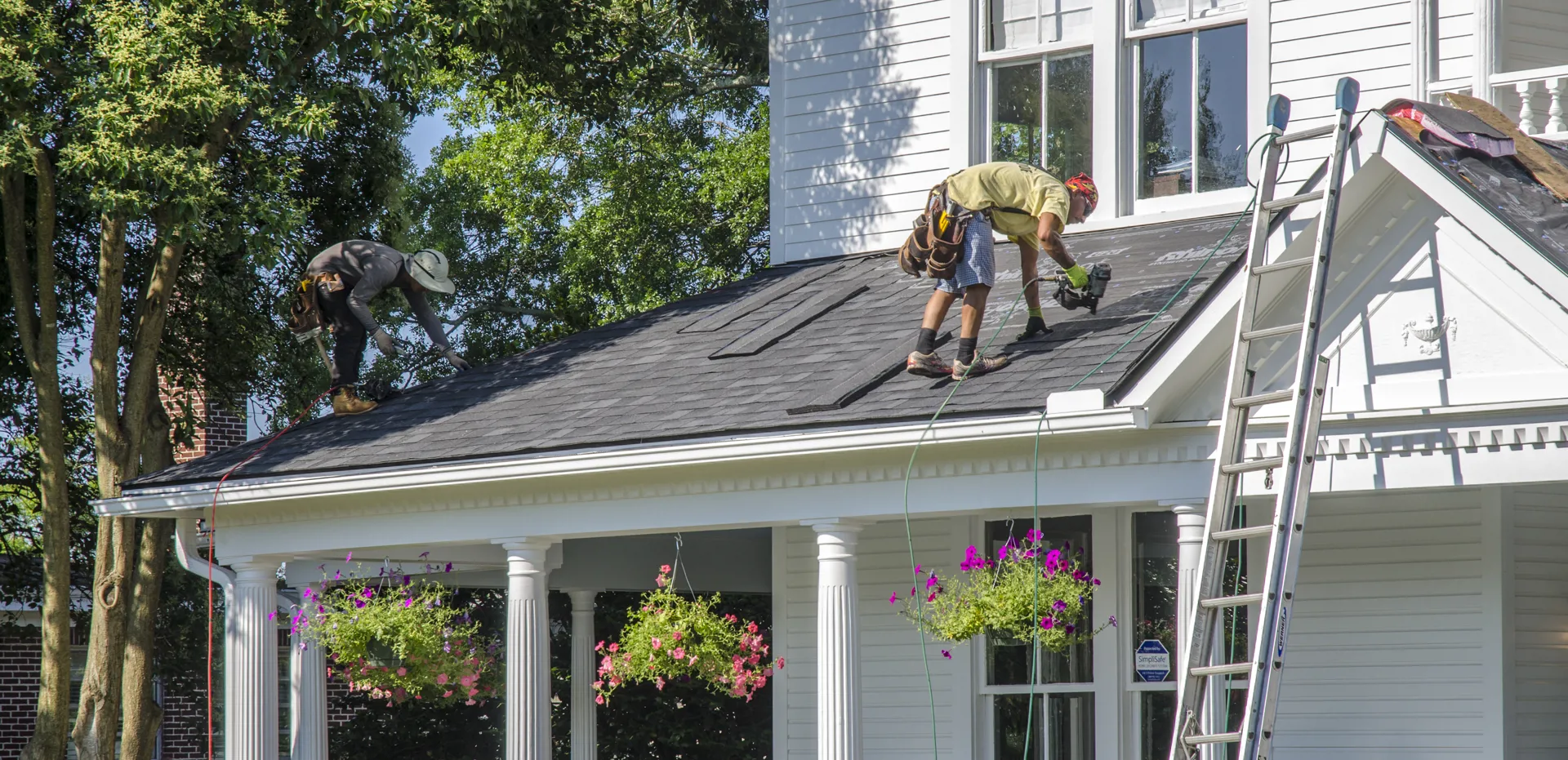 Man repairing roof